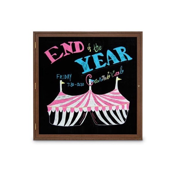 36"x36" 1-Door Wet/Dry Erase, Black Porcelain/Cherry Frame